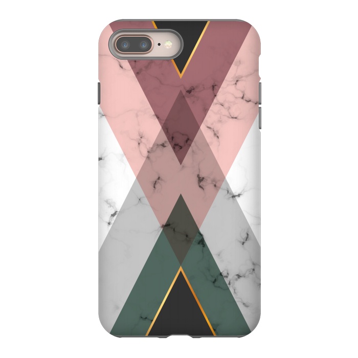 iPhone 8 plus StrongFit New Marble design with triangular figure and gold lines by ArtsCase