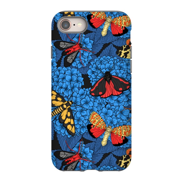 iPhone 8 StrongFit Moths on blue hydrangea by Katerina Kirilova