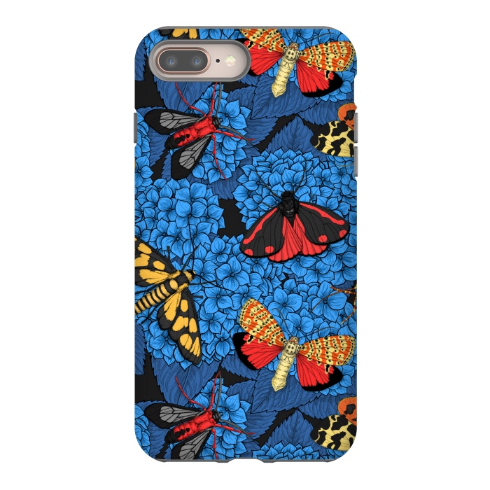 iPhone 8 plus StrongFit Moths on blue hydrangea by Katerina Kirilova