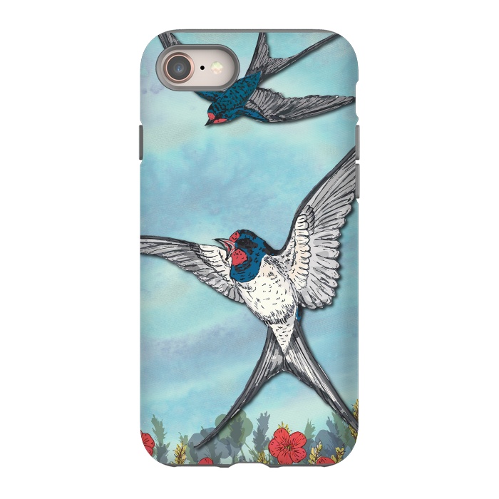 iPhone 8 StrongFit Summer Swallows by Lotti Brown