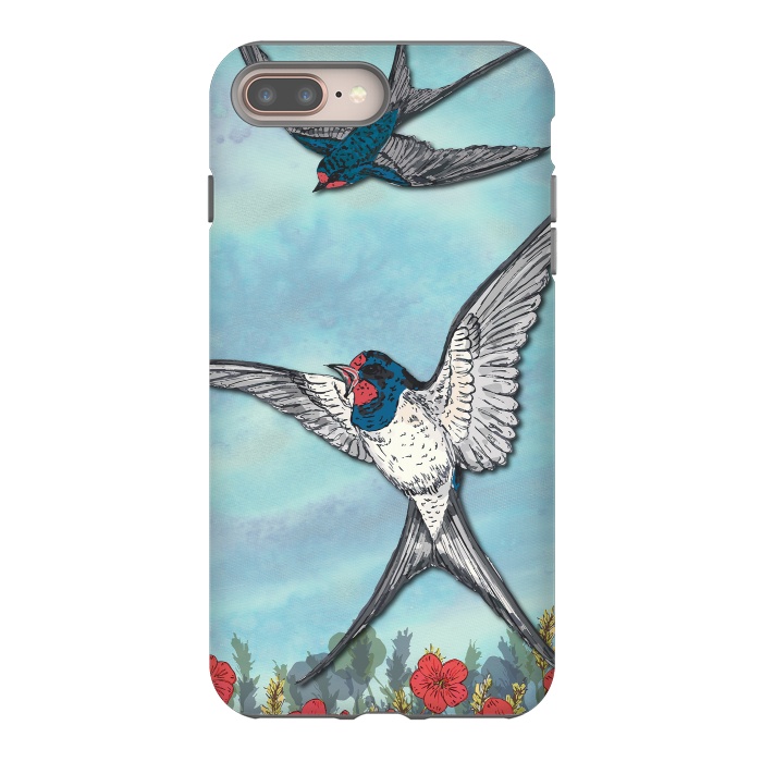 iPhone 8 plus StrongFit Summer Swallows by Lotti Brown