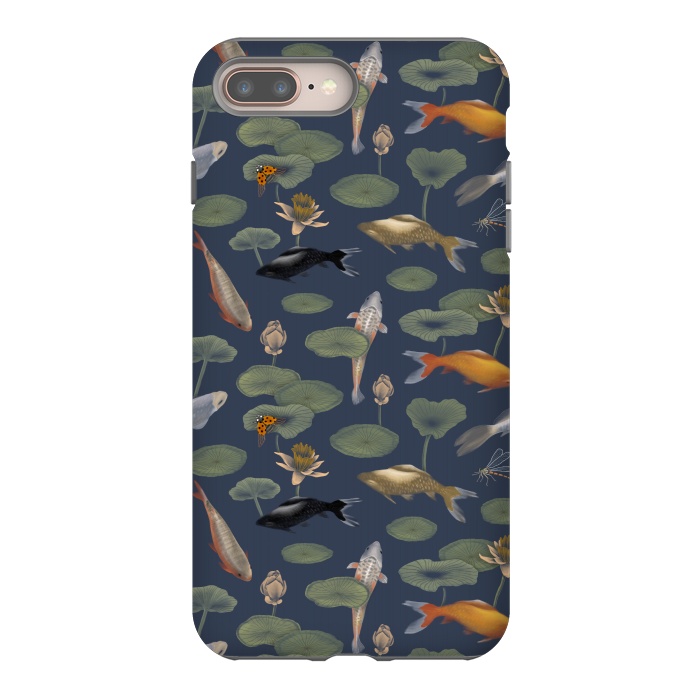 iPhone 8 plus StrongFit Water Lilies & Koi Fish by Tishya Oedit