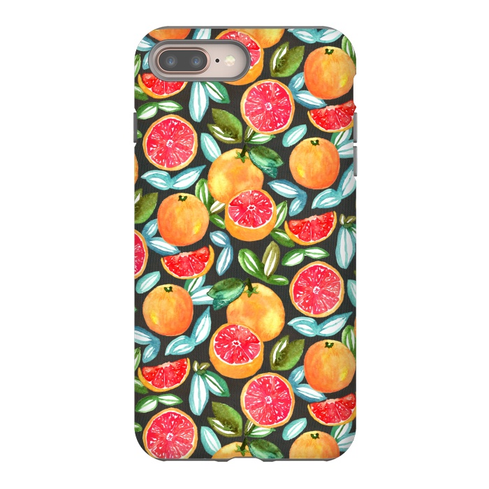 iPhone 8 plus StrongFit Grapefruits on Navy  by Tigatiga