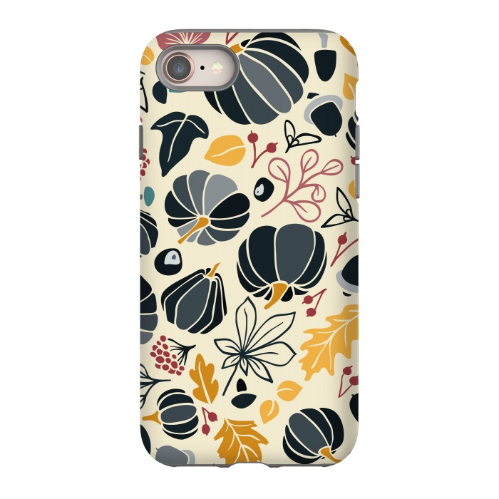 iPhone 8 StrongFit Fall Fruits in Navy and Yellow by Paula Ohreen