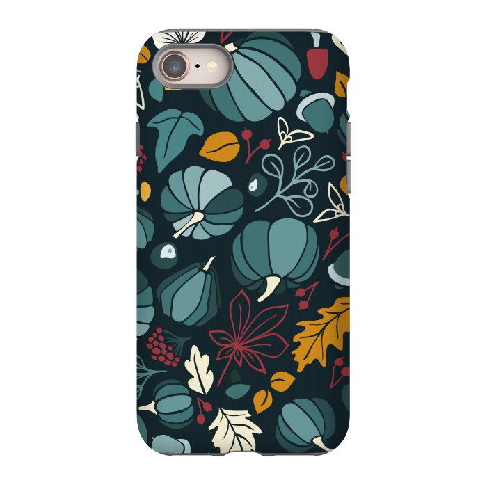 iPhone 8 StrongFit Fall Fruits in Navy and Red by Paula Ohreen