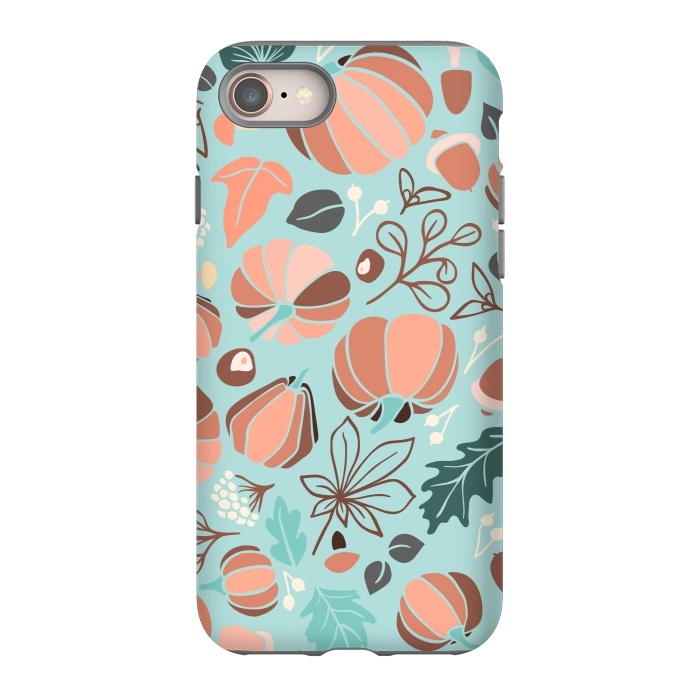 iPhone 8 StrongFit Fall Fruits in Mint and Orange by Paula Ohreen