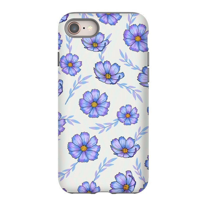 iPhone 8 StrongFit Purple blue flowers by Jms