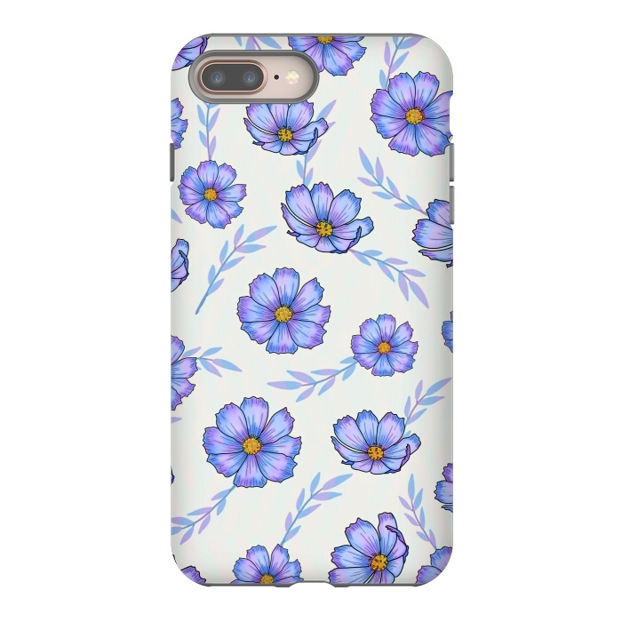 iPhone 8 plus StrongFit Purple blue flowers by Jms