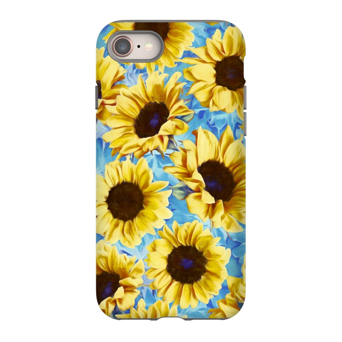 iPhone 8 StrongFit Dreamy Sunflowers on Blue by Micklyn Le Feuvre