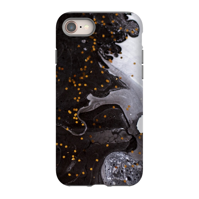 iPhone 8 StrongFit glitter marble black white by haroulita