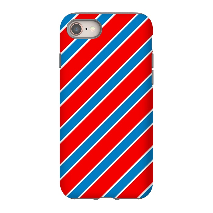 iPhone 8 StrongFit Red Blue Diagonal Stripes by TMSarts