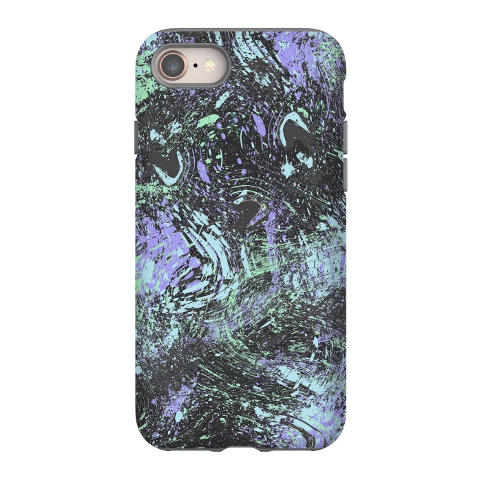 iPhone 8 StrongFit Dripping Splatter Purple Turquoise by Ninola Design