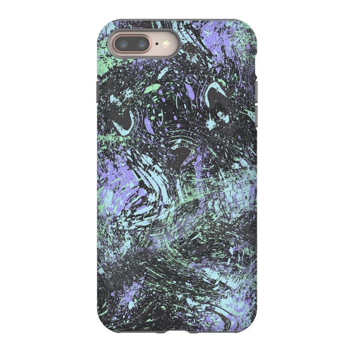 iPhone 8 plus StrongFit Dripping Splatter Purple Turquoise by Ninola Design