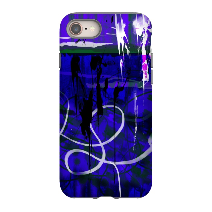 iPhone 8 StrongFit Blue paint strokes phone case by Josie