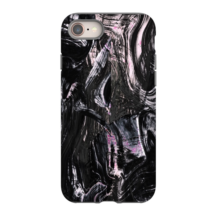 iPhone 8 StrongFit Brushed black pink ink marble by Oana 