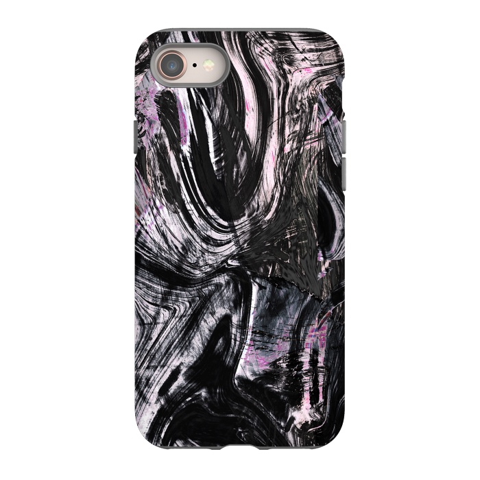 iPhone 8 StrongFit Marble ink brushstrokes by Oana 