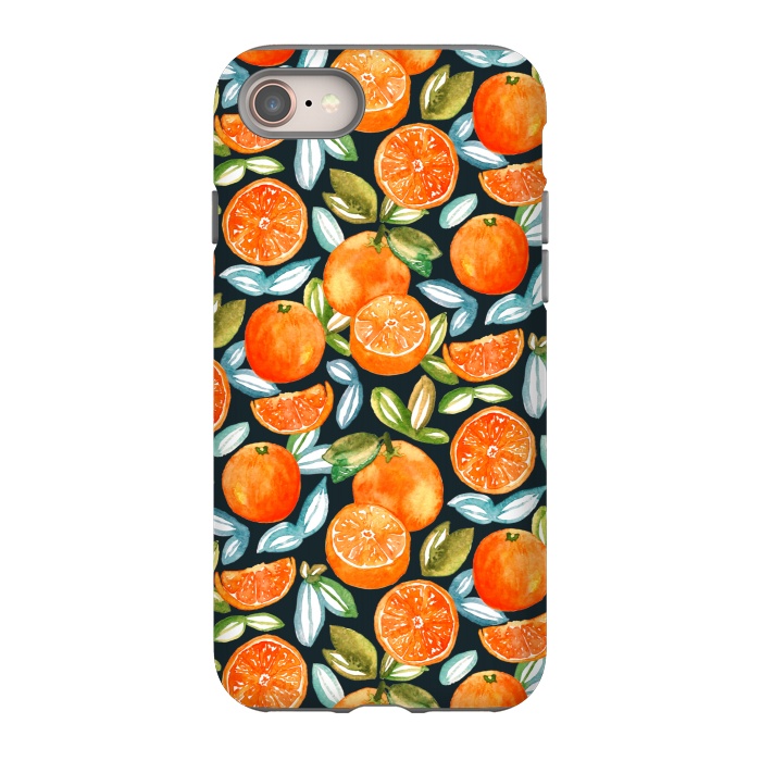 iPhone 8 StrongFit Oranges On Navy  by Tigatiga