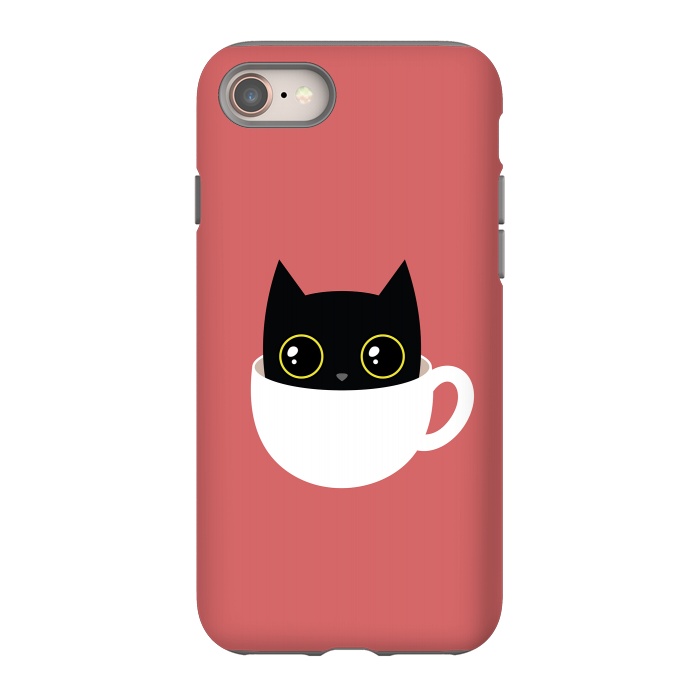 iPhone 8 StrongFit Coffee cat by Laura Nagel