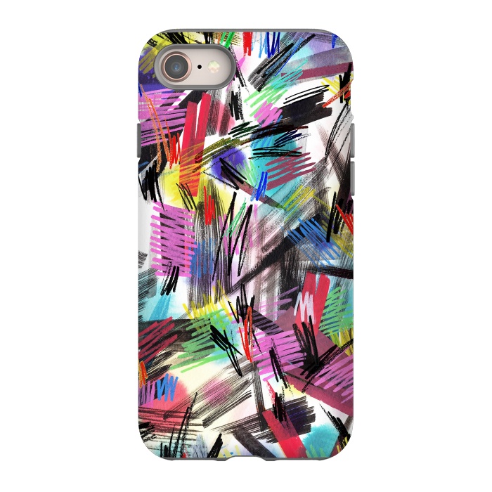 iPhone 8 StrongFit Wild Colorful Scratches and Strokes  by Ninola Design