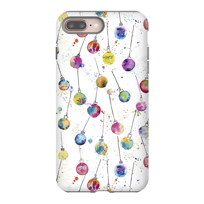 iPhone 8 plus StrongFit Christmas Watercolor Baubles by Ninola Design