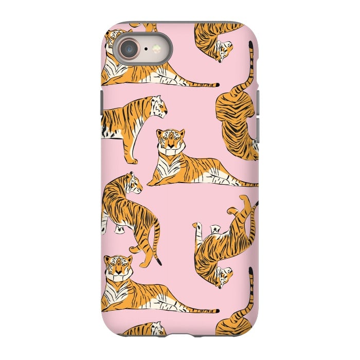 iPhone 8 StrongFit Tiger Pattern, pink, 001 by Jelena Obradovic