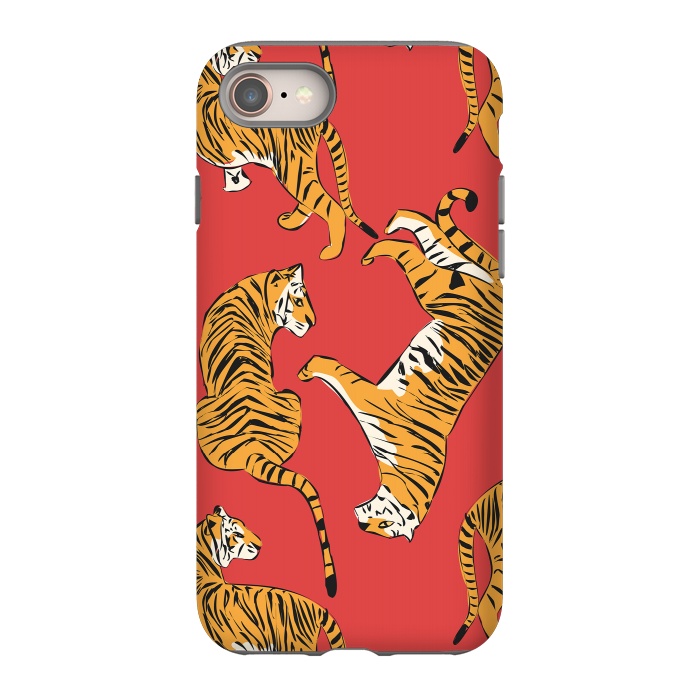iPhone 8 StrongFit Tiger Pattern, red, 005 by Jelena Obradovic