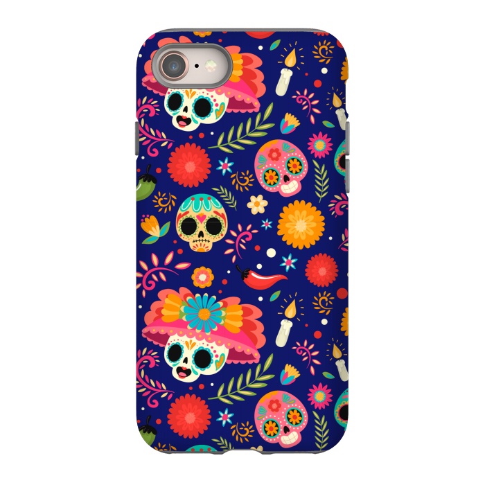 iPhone 8 StrongFit SKULL FLORAL PATTERN 2  by MALLIKA