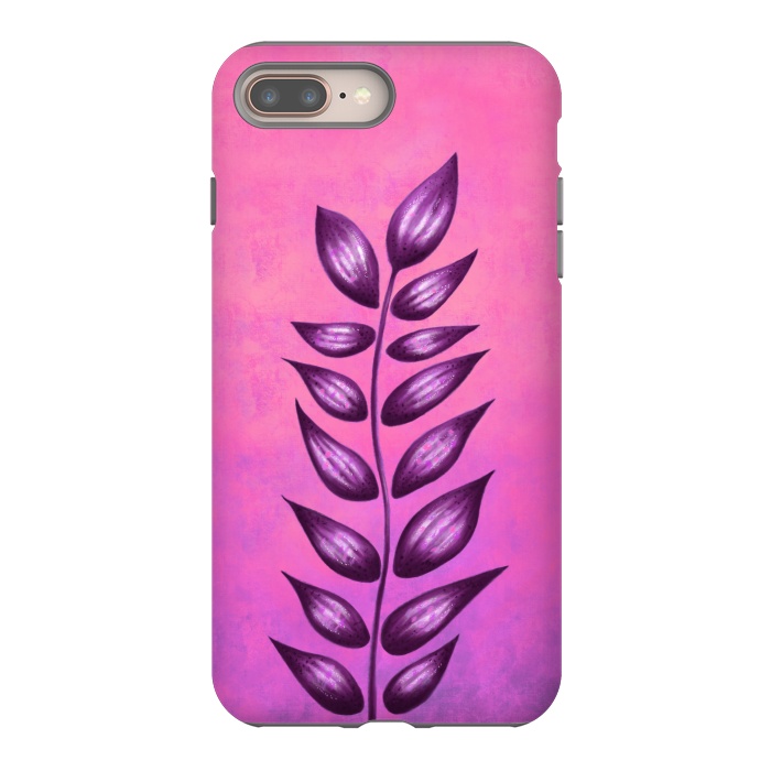 iPhone 8 plus StrongFit Abstract Plant Surreal Botanical Art In Pink And Purple by Boriana Giormova
