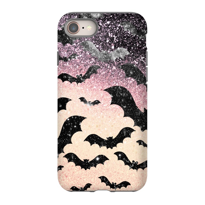 iPhone 8 StrongFit Bats in glitter starry night - Halloween by Oana 