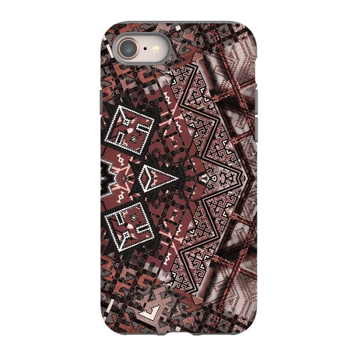 iPhone 8 StrongFit Ethnic brown geometric pattern by Oana 