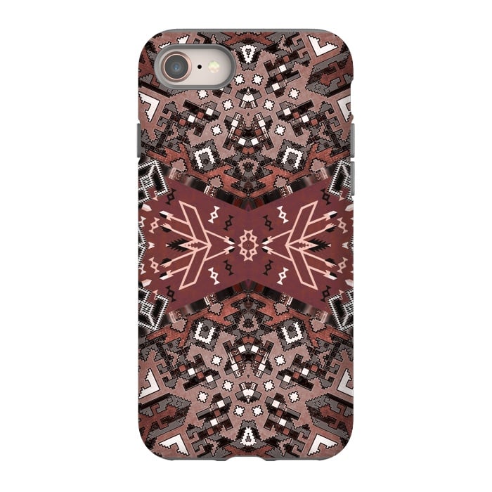 iPhone 8 StrongFit Ethnic geometric pattern in autumnal brown by Oana 