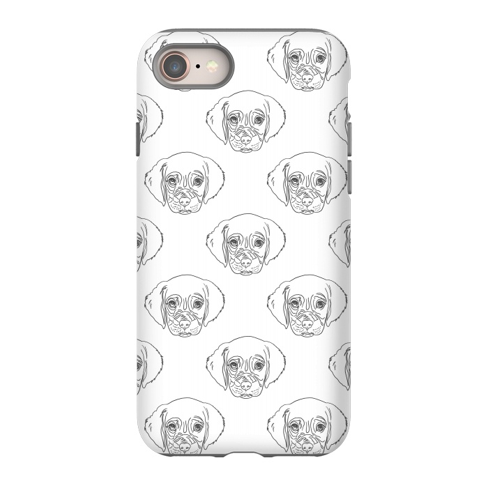 iPhone 8 StrongFit Cute Gray Puppy Dog Hand Drawn Strokes Pattern by InovArts