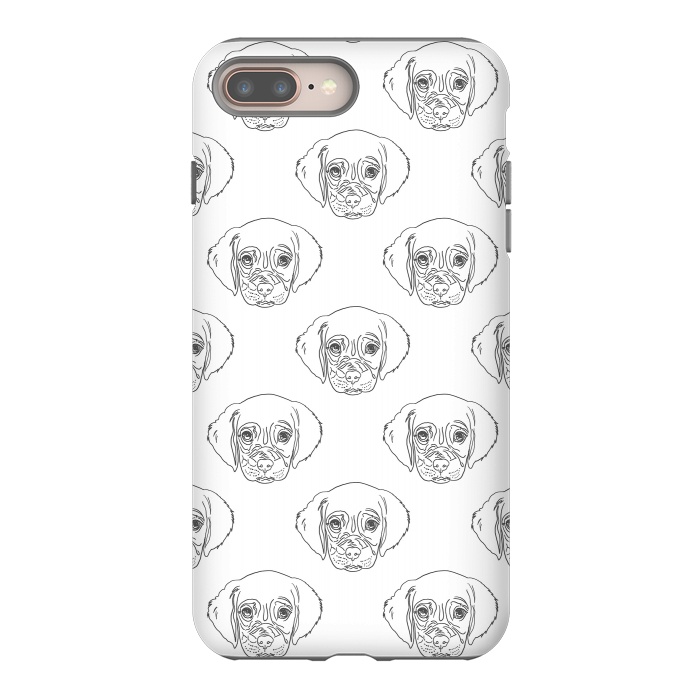 iPhone 8 plus StrongFit Cute Gray Puppy Dog Hand Drawn Strokes Pattern by InovArts