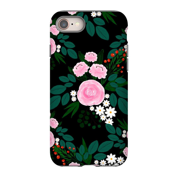 iPhone 8 StrongFit Elegant Pink and white Floral watercolor Paint  by InovArts
