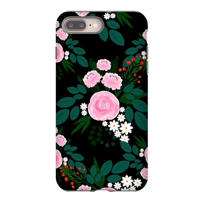iPhone 8 plus StrongFit Elegant Pink and white Floral watercolor Paint  by InovArts