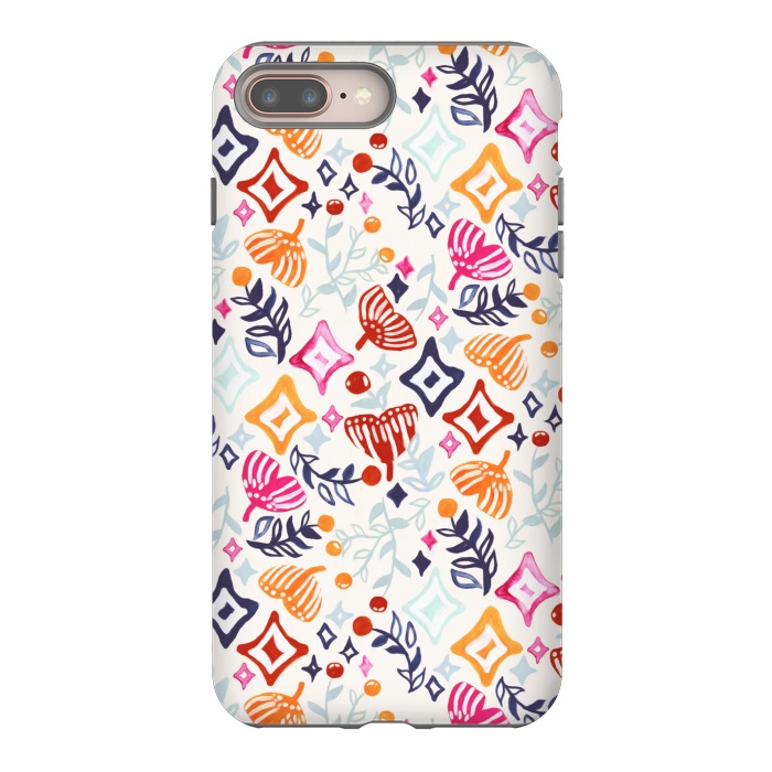 iPhone 8 plus StrongFit Christmas Abstract Ginkgo & Berry Pattern  by Tigatiga