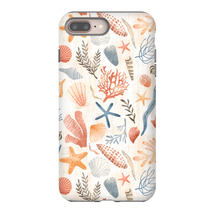 iPhone 8 plus StrongFit Vintage Seashells by Noonday Design