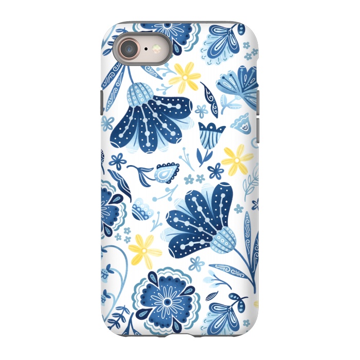 iPhone 8 StrongFit Intricate Blue Floral by Noonday Design