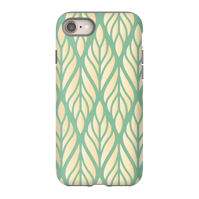 iPhone 8 StrongFit offwhite green leaf pattern by MALLIKA