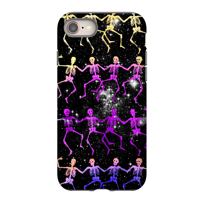 iPhone 8 StrongFit Neon gradient dancing skeletons Halloween by Oana 