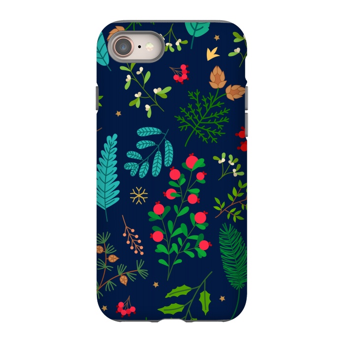 iPhone 8 StrongFit Holiday Christmas with Branches Mistletoe and Berries by ArtsCase