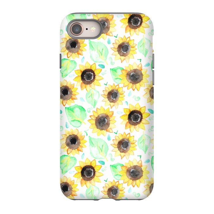 iPhone 8 StrongFit Cheerful Watercolor Sunflowers by Tangerine-Tane