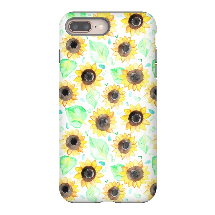 iPhone 8 plus StrongFit Cheerful Watercolor Sunflowers by Tangerine-Tane