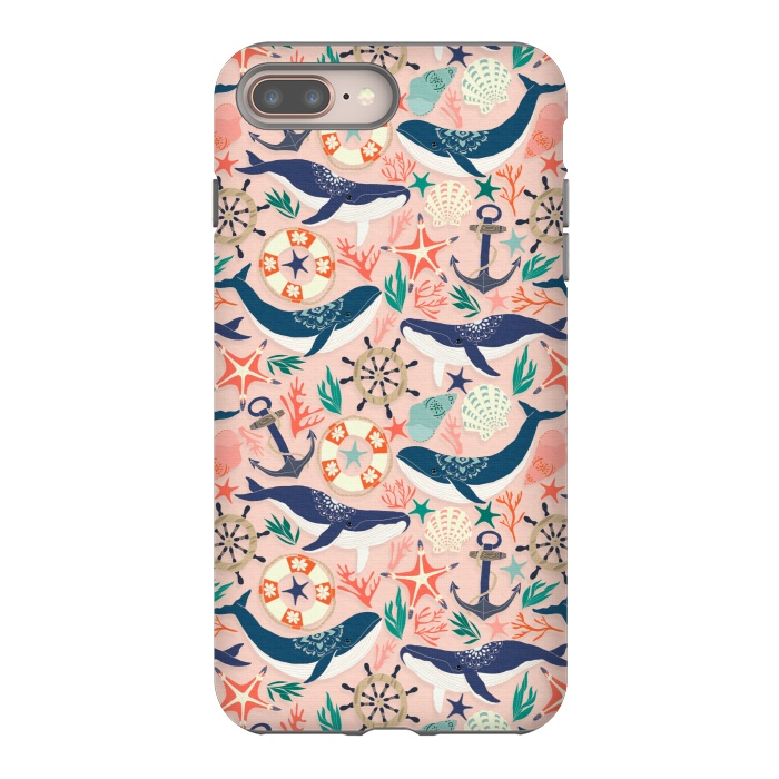 iPhone 8 plus StrongFit Whale Song on Coral Blush by Tangerine-Tane