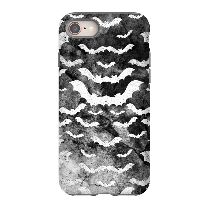 iPhone 8 StrongFit White star dust bats on monochrome marble sky by Oana 