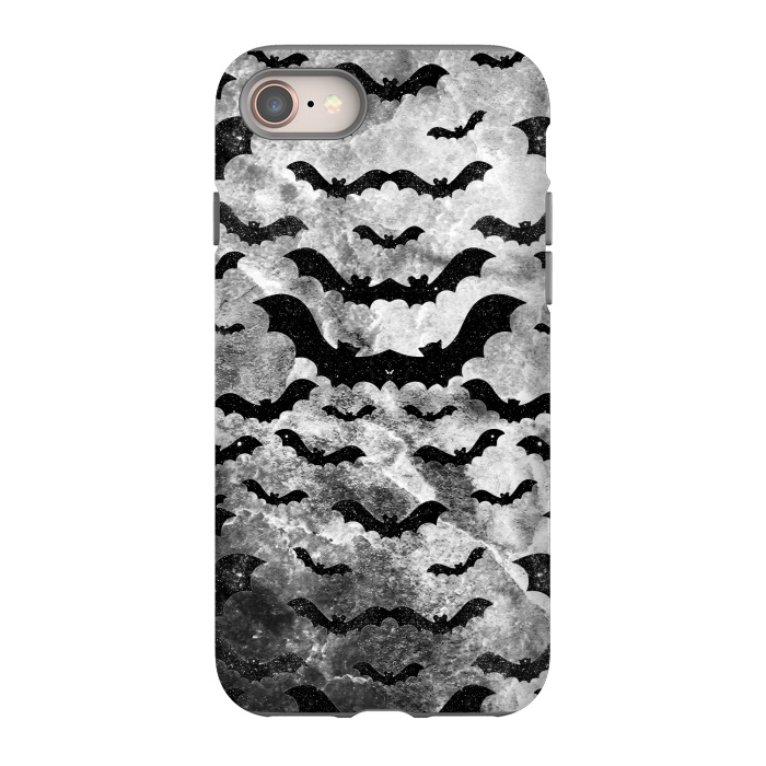 iPhone 8 StrongFit Black star dust bats pattern on monochrome marble by Oana 