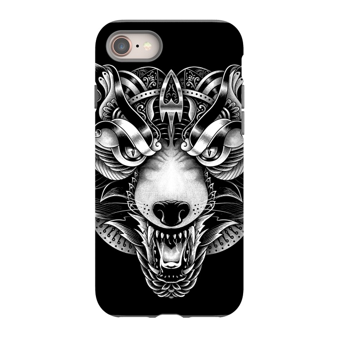 iPhone 8 StrongFit Angry Wolf Ornate by Afif Quilimo