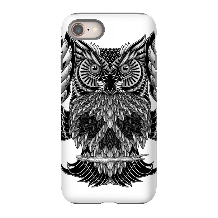 iPhone 8 StrongFit Owl Skull Ornate (White) by Afif Quilimo