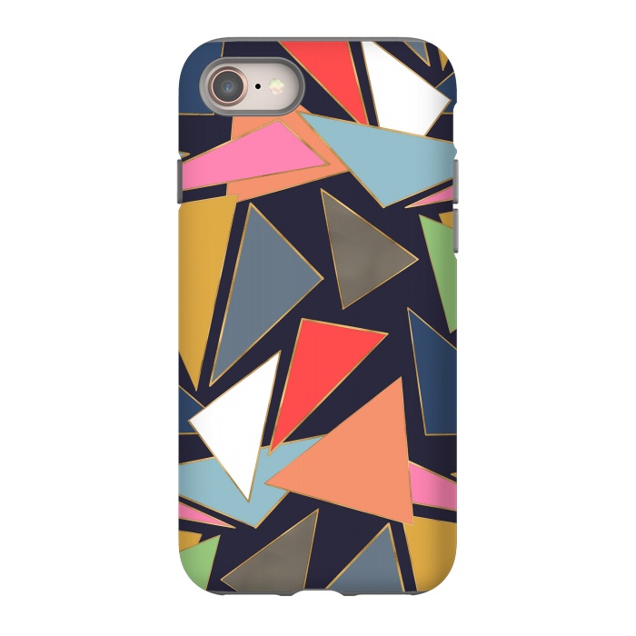 iPhone 8 StrongFit Modern Contemporary Gold Strokes Colorful Triangles by InovArts
