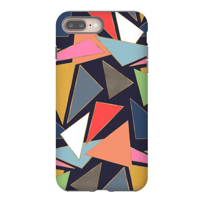 iPhone 8 plus StrongFit Modern Contemporary Gold Strokes Colorful Triangles by InovArts